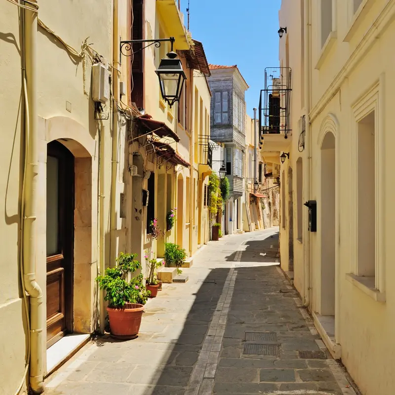 Beautiful Cretan alley in Rethymno Old Town part of Filiko Food Tour