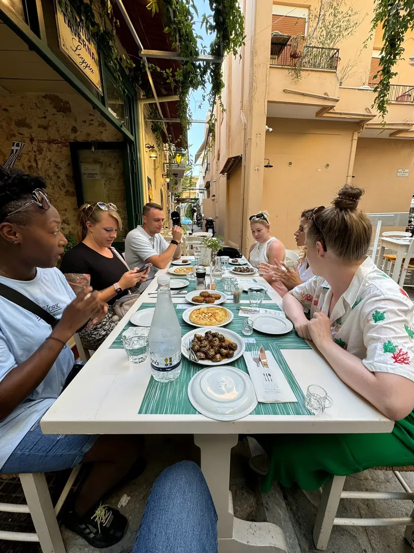 view of the table from filiko tours Rethymno food tour 